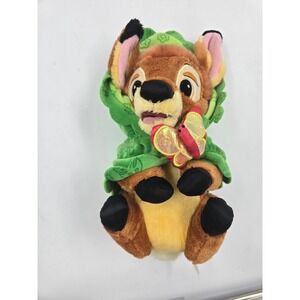 Disney Babies Bambi Plush Stuffed Animal Green Leaf Hood Butterfly Toy